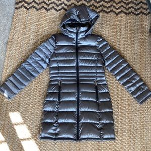 Silver puffer hoodie coat